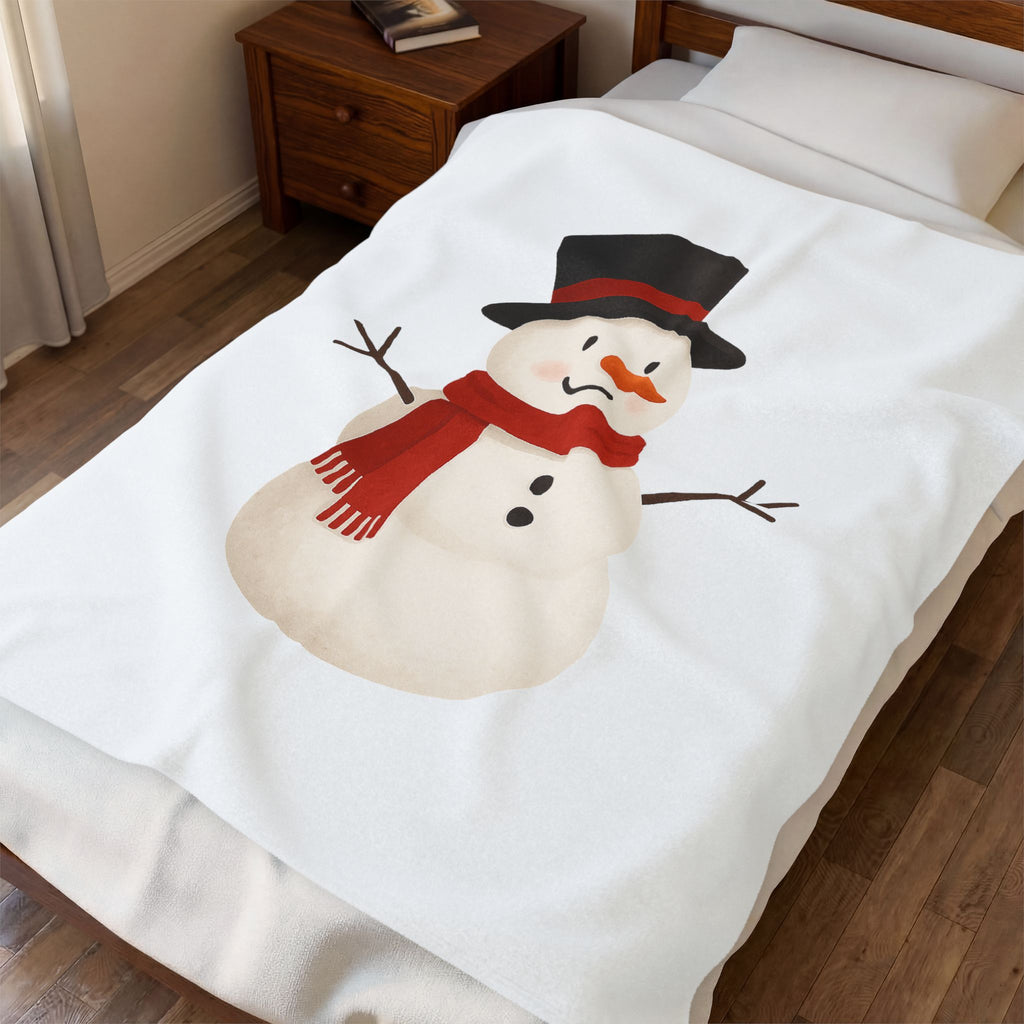 Snowman Christmas Velveteen Plush Blanket